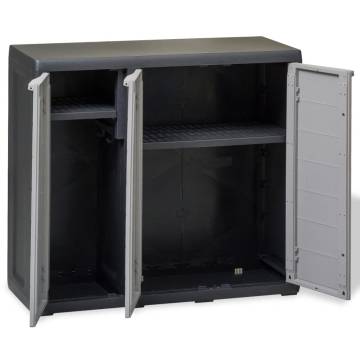 Garden Storage Cabinet - 2 Shelves in Black & Grey