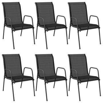 Stylish 6 pcs Black Steel & Textilene Garden Chairs