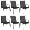 Stylish 6 pcs Black Steel & Textilene Garden Chairs