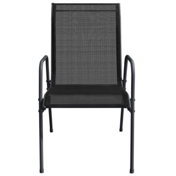 Stylish 6 pcs Black Steel & Textilene Garden Chairs