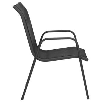 Stylish 6 pcs Black Steel & Textilene Garden Chairs