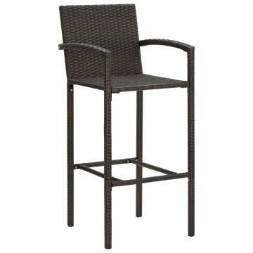 Brown Poly Rattan Bar Stools - 2 pcs Set for Indoor & Outdoor