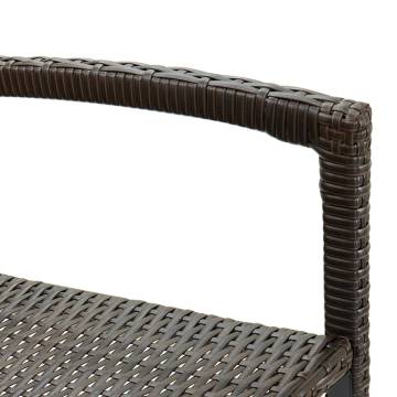 Brown Poly Rattan Bar Stools - 2 pcs Set for Indoor & Outdoor