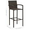 Brown Poly Rattan Bar Stools - 2 pcs Set for Indoor & Outdoor