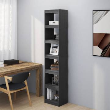 Grey Solid Pinewood Book Cabinet & Room Divider 40x30x199 cm