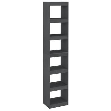 Grey Solid Pinewood Book Cabinet & Room Divider 40x30x199 cm