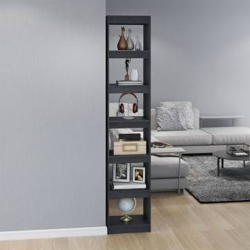 Grey Solid Pinewood Book Cabinet & Room Divider 40x30x199 cm