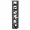 Grey Solid Pinewood Book Cabinet & Room Divider 40x30x199 cm