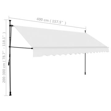 Manual Retractable Awning with LED - 400 cm Cream