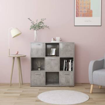 Stylish Concrete Grey Book Cabinet - 90x30x90 cm