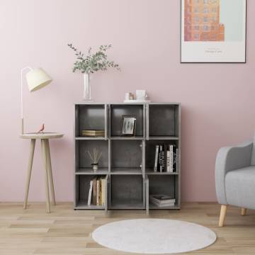 Stylish Concrete Grey Book Cabinet - 90x30x90 cm