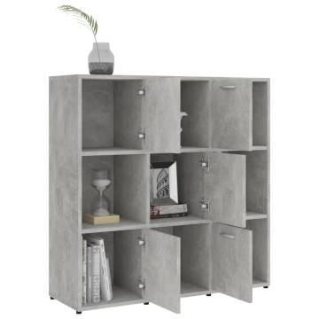 Stylish Concrete Grey Book Cabinet - 90x30x90 cm