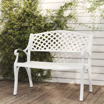 Elegant Cast Aluminium Garden Bench - 102 cm White