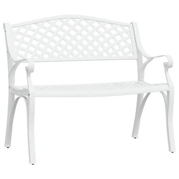 Elegant Cast Aluminium Garden Bench - 102 cm White