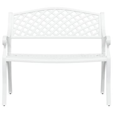 Elegant Cast Aluminium Garden Bench - 102 cm White