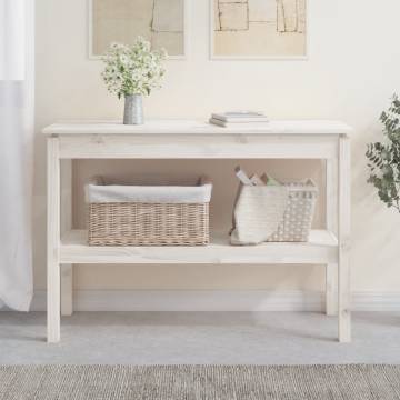 Elegant White Console Table - Solid Pine Wood 110x40x75 cm