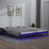 LED Bed Frame Grey 120x190 cm Small Double Solid Wood Colour grey Size 120 x 190 cm 