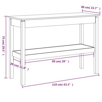 Elegant White Console Table - Solid Pine Wood 110x40x75 cm