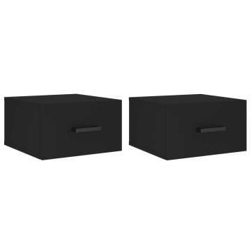 Wall-mounted Bedside Cabinets - 2pcs Black | HipoMarket