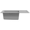 Oval Grey Granite Kitchen Sink with Overflow - Hipomarket