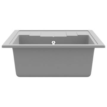 Oval Grey Granite Kitchen Sink with Overflow - Hipomarket
