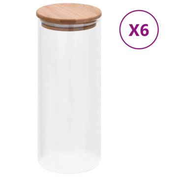 Storage Glass Jars with Bamboo Lid - 6 pcs 1000 ml