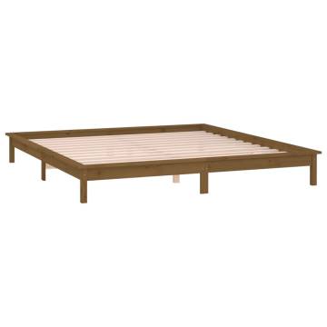 LED Bed Frame Honey Brown 200x200 cm - Solid Wood Elegance