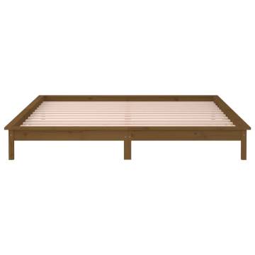 LED Bed Frame Honey Brown 200x200 cm - Solid Wood Elegance