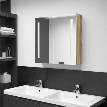 LED Bathroom Mirror Cabinet Oak 62x14x60 cm - Stylish & Functional