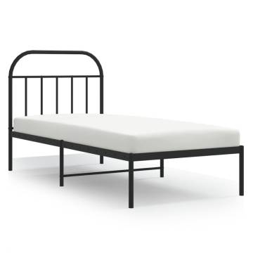 Black Metal Bed Frame with Headboard 90x190 cm - Hipomarket