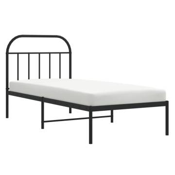 Black Metal Bed Frame with Headboard 90x190 cm - Hipomarket