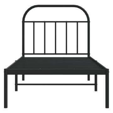 Black Metal Bed Frame with Headboard 90x190 cm - Hipomarket