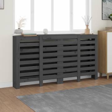 Radiator Cover Grey 210x21x85 cm - Solid Pine Wood