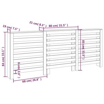 Radiator Cover Grey 210x21x85 cm - Solid Pine Wood