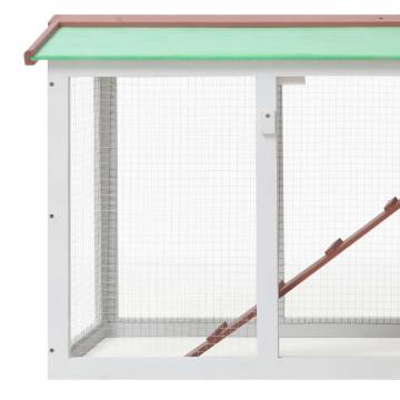 Outdoor Large Rabbit Hutch - Brown & White, 145 x 45 x 84 cm