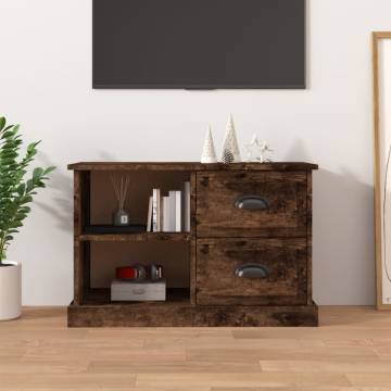 Stylish Smoked Oak TV Cabinet - Engineered Wood 73x35.5 cm