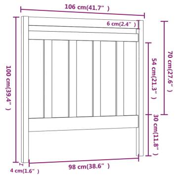 Stylish Grey Solid Wood Pine Bed Headboard - 106x4x100 cm