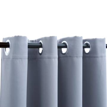 Elegant Grey Blackout Curtains with Metal Rings - 140x175 cm