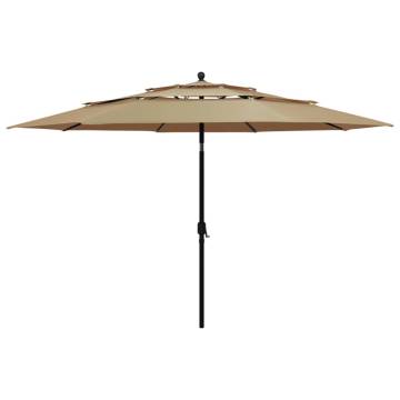 3-Tier Parasol with Aluminium Pole - Taupe 3.5m