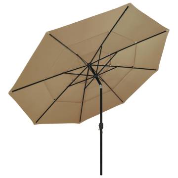 3-Tier Parasol with Aluminium Pole - Taupe 3.5m