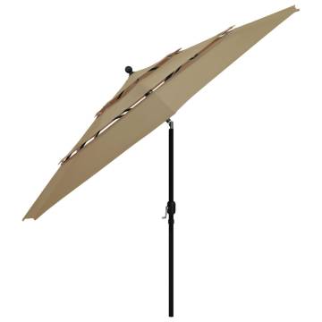 3-Tier Parasol with Aluminium Pole - Taupe 3.5m