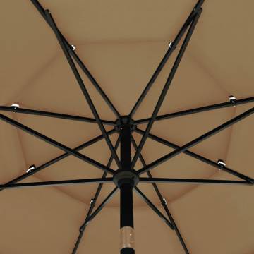 3-Tier Parasol with Aluminium Pole - Taupe 3.5m