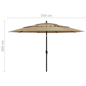 3-Tier Parasol with Aluminium Pole - Taupe 3.5m