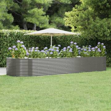 Garden Raised Bed Grey 447x140x68 cm - Powder-coated Steel