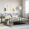 Metal Bed Frame with Headboard and Footboard Black 200x200 cm Colour black Size 200 x 200 cm Model with headboard & footboard 