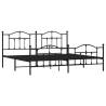 Metal Bed Frame with Headboard & Footboard - Black 200x200 cm