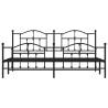 Metal Bed Frame with Headboard & Footboard - Black 200x200 cm