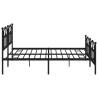 Metal Bed Frame with Headboard & Footboard - Black 200x200 cm