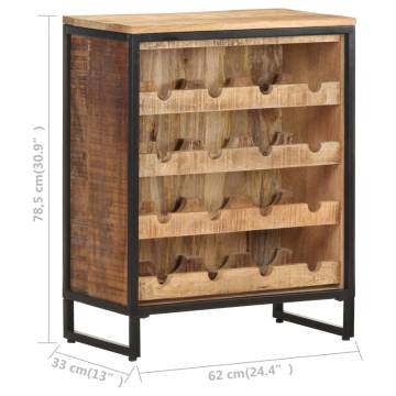 Stylish Rough Mango Wood Wine Cabinet - 62x33x78.5 cm