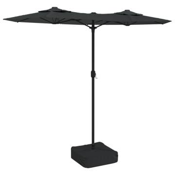 Double-Head Parasol with LEDs - Anthracite 316x240 cm